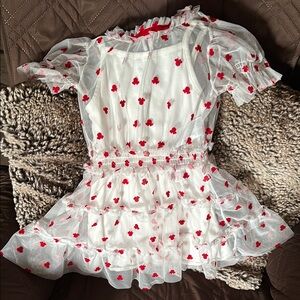 Disney Minnie Mouse White Dress with Red Minnie Mouse Heads Accents